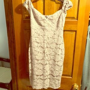 Express dusty rose lace off the shoulder dress